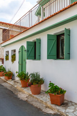 Fototapeta na wymiar Beautiful narrow streets in the Lania village , Cyprus