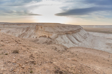 The Ustyurt Plateau. District of Boszhir. The bottom of a dry ocean Tethys. Rocky remnants. Kazakhstan. selective focus