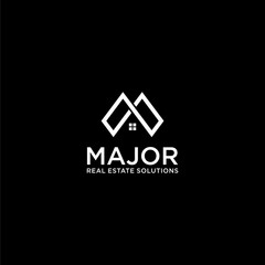 Simple and unique logo design of letter M and home with dark background - EPS10 - Vector.