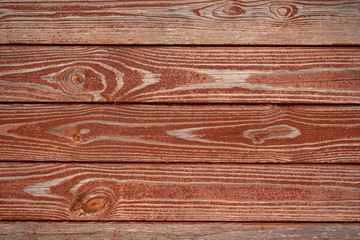 Vintage wood background. Grunge painted wooden weathered oak or pine textured planks of aged brown or red colors.