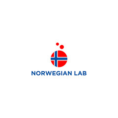 Unique logo design of Norwegian flag and laboratory with white background - EPS10 - Vector.