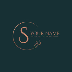 S initial letters of round flower elegant badge logo template