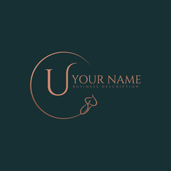 U initial letters of round flower elegant badge logo template © ACHMAD