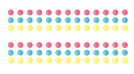 Colored pop-up circles red blue yellow dot pattern
