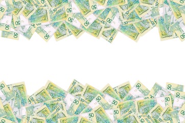 Pattern of new 50 rubles money bill in Belarus. Denomination in Republic of Belarus 2016