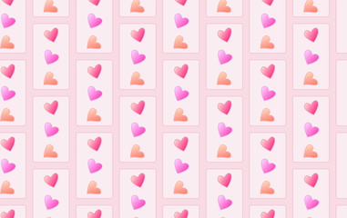 Pink cute romantic seamless texture colored hearts