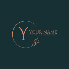 Y initial letters of round flower elegant badge logo template