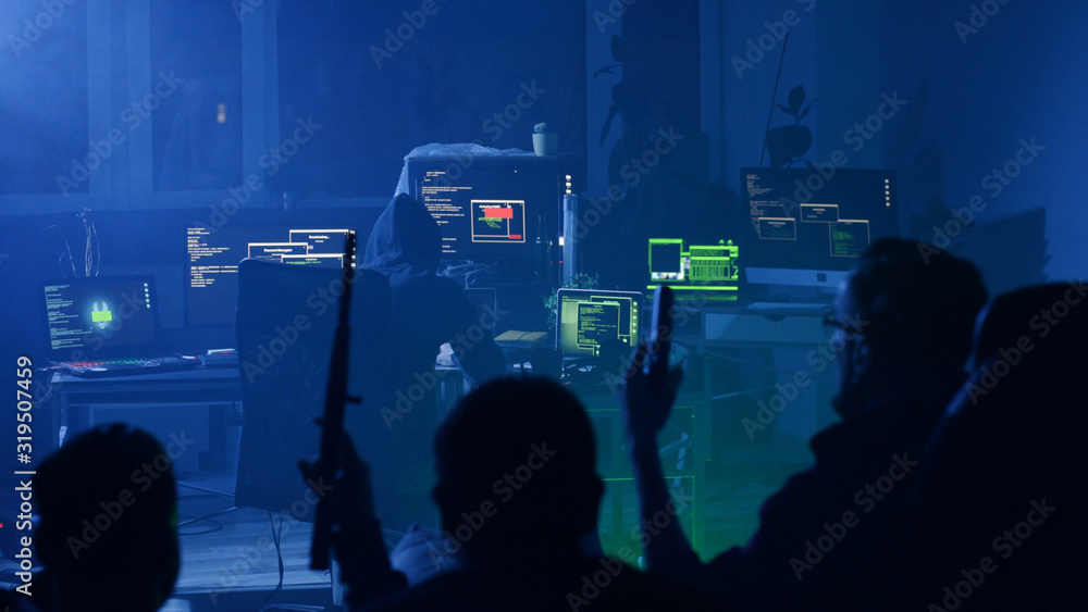 Poster lviv, ukraine - 9 june, 2019: group of internationally wanted hackers organising cyber malware attac
