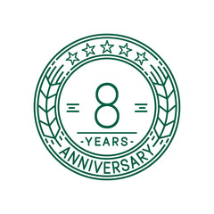 8 years anniversary celebration logo template. Line art vector and illustration.