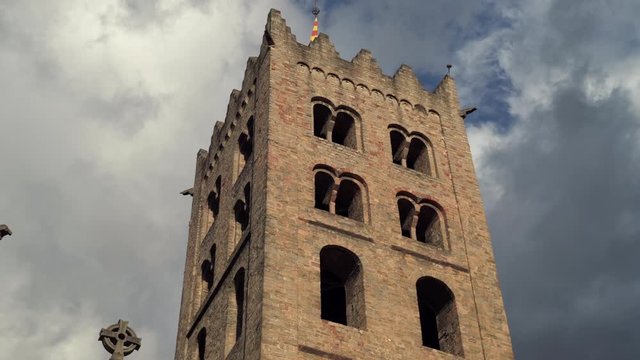 Bell tower of the medieval monastery of Ripoll