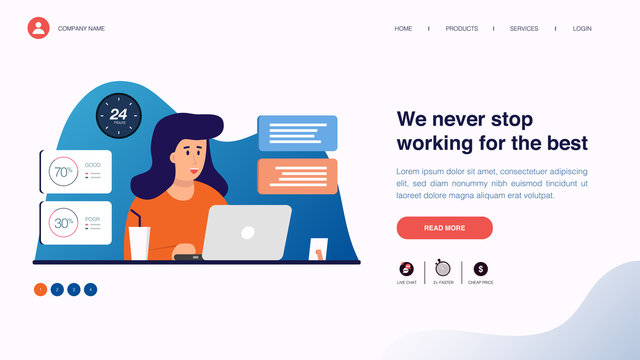 Web page design with business or finance concept for website and mobile website development. Website template design vector illustration. Able to edit or customize.