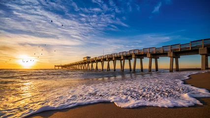 Stickers pour porte Clearwater Beach, Floride coucher de soleil sur la plage de clearwater à venice, floride