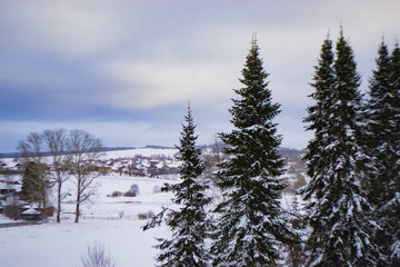 view of the settlement from a high hill