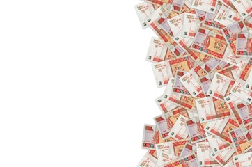 Che Guevara monument on cuban banknote of orange three pesos convertibles 2016