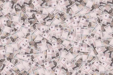 Rostral Column sculpture and Petropavlosk Fortress on Russian 50 rubles banknote closeup pattern