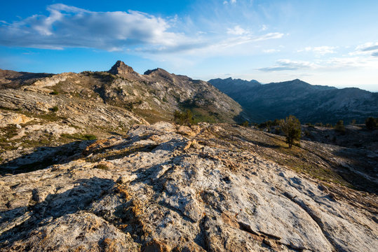 A view from Liberty Pass at sunrise looking into Lamoille Canyon in the Ruby Mountains near Elko, Nevada.