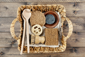 Zero waste concept in home kitchen, plastic free and eco friendly products