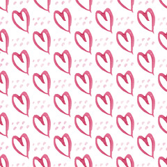 Romantic Valentine love hearts seamless pattern pink color