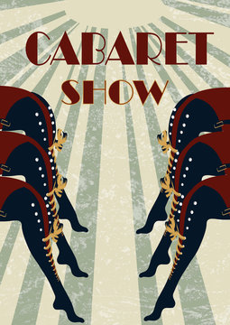 Cabaret Burlesque dancers background poster with women legs