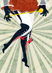 Cabaret Burlesque dancers background poster with women legs