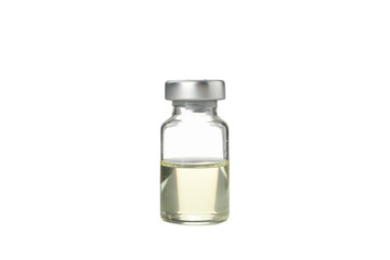 Bottle of vaccine isolated on white background. Coronavirus protection