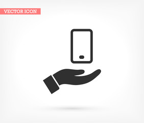 phone in hand icon , lorem ipsum Flat design