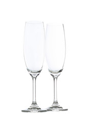 Champagne glasses isolated on white background. Kitchen, serving