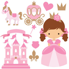 Pretty princess vector cartoon illustration