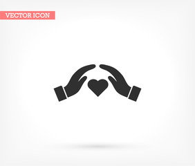 heart in hand icon , lorem ipsum Flat design