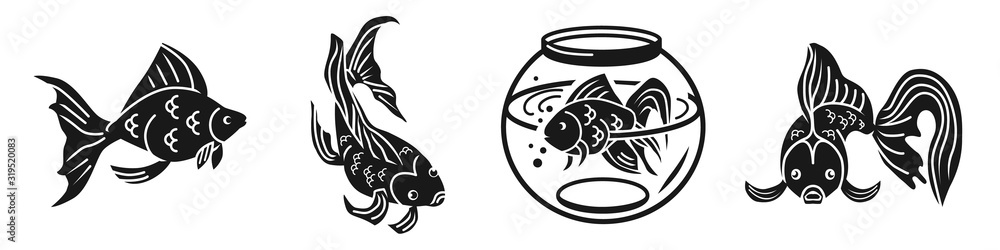 Poster goldfish icons set. simple set of goldfish vector icons for web design on white background