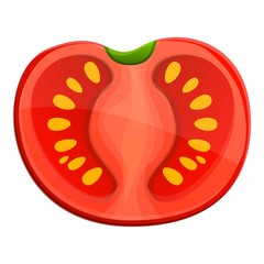 Half fresh tomato icon. Cartoon of half fresh tomato vector icon for web design isolated on white background