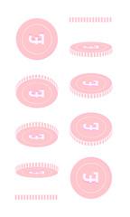 British pound rotating coins set, animation ready.