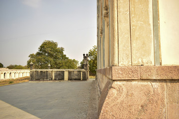 Minaret at the Great Mosque at the tombs of the seven Qutub Shahi rulers in the Ibrahim Bagh India