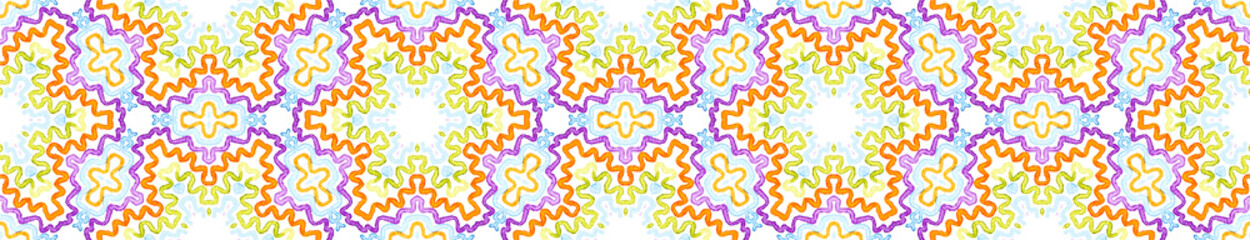 Colorful Seamless Border Scroll. Geometric Waterco