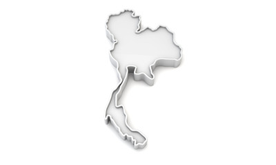 Simple white 3D map of Thailand. 3D Rendering