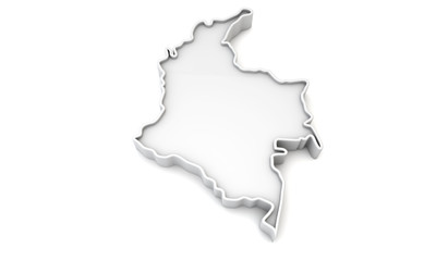 Simple white 3D map of Colombia. 3D Rendering