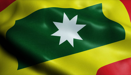 3D Waving Colombia City Flag of Tenerife Closeup View