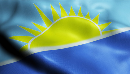 3D Waving Colombia City Flag of Riohacha Closeup View