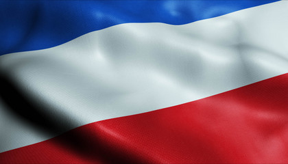 3D Waving Colombia City Flag of Pupiales Closeup View