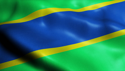 3D Waving Colombia City Flag of Puerto Rico Closeup View