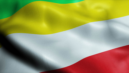 3D Waving Colombia City Flag of Puerto Gaitan Closeup View