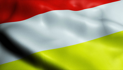 3D Waving Colombia City Flag of Pamplona Closeup View