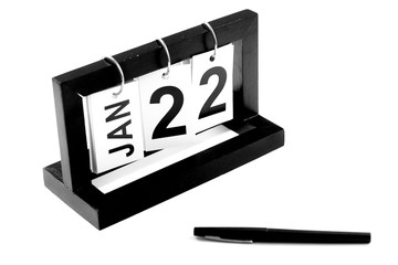 January 22th calendar icon. Day 22 of month. Office background.