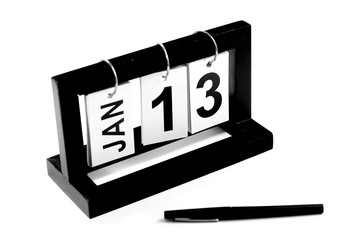 January 13th calendar icon. Day 13 of month. Office background.