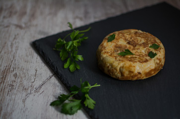 Delicious potato omelette. Spanish food, Spain. Spanish gastronomy
