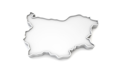 Fototapeta premium Simple white 3D map of Bulgaria. 3D Rendering