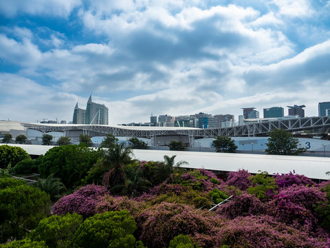 Portugal, Lisbon, Clouds over Garo do Oriente train station