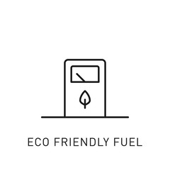 Eco friendly fuel thin line icon. Design element for renewable energy, green technology. Vector illustration.