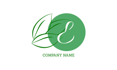 Vector logo design with leaves with letter E. Sophisticated business sign template, ID card, label, restaurant sign. Calligraphic elegant frame for initials.