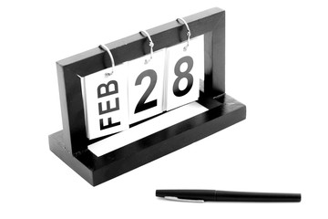 February 28th calendar icon. Day 28 of month. Office background.
